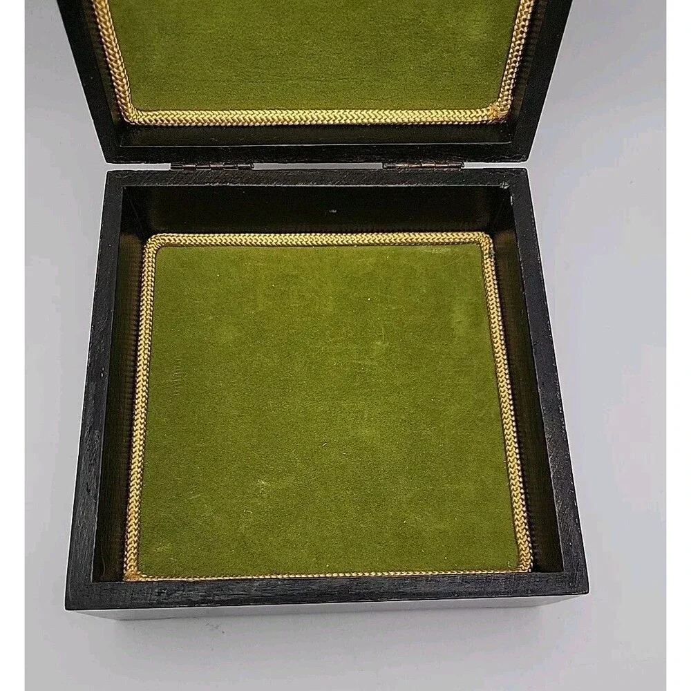 Vtg Hand Painted Wooden Hinged Jewelry Trinket Box ~ Abstract ~ Unique ~ Read